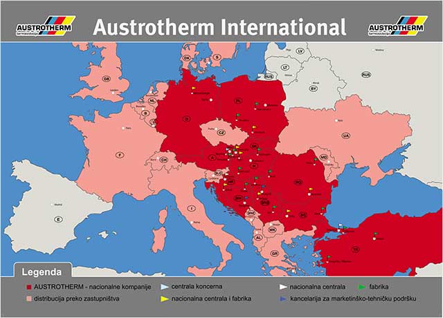 Karta Evrope - Austrotherm International