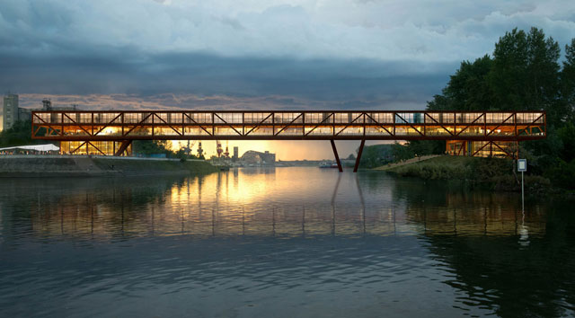 Dvospratni most na ušću DTD kanala u Dunav