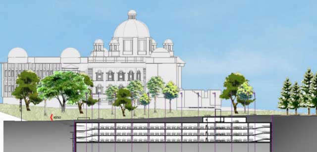 Podzemna garaža sa zelenim krovom na četiri nivoa u centru Beograda