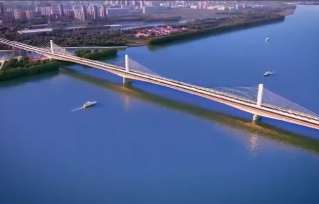 Geplantes Aussehen der zukünftigen Brücke in Novi Sad 