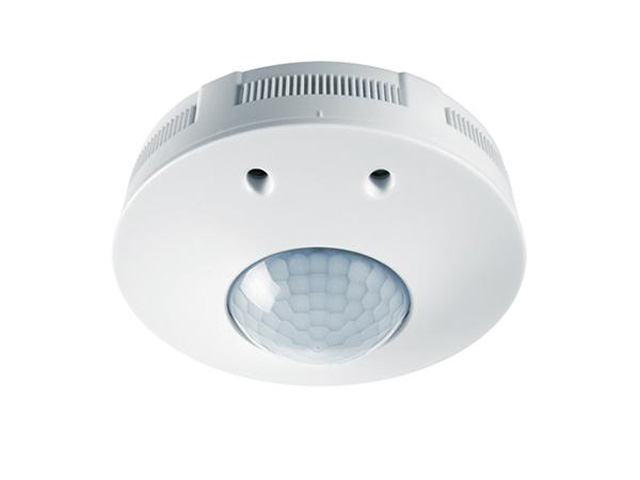 PD-ATMO O - ESYLUX KNX presence detector: Air quality (VOC), humidity, temperature, acoustics sensor, light sensor, presence of people.
KNX functions: Alarm via object, twilight switch (1 object), brightness detection via object, light-dependent motion detection, scene telegram via object, night-light feature (7 colors available).