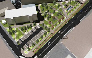 Zelenilo i fontana na prostoru nekadašnje autobuske stanice u Leskovcu